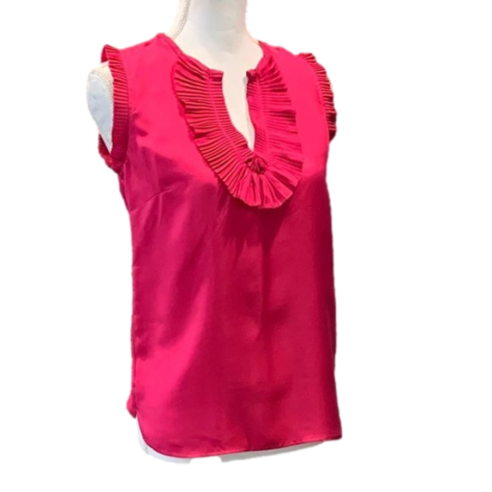 J CREW Hot Pink Ruffle Silk Tank Top